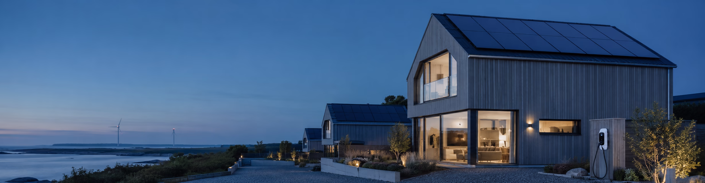 Residential building with rooftop solar and an EV charger